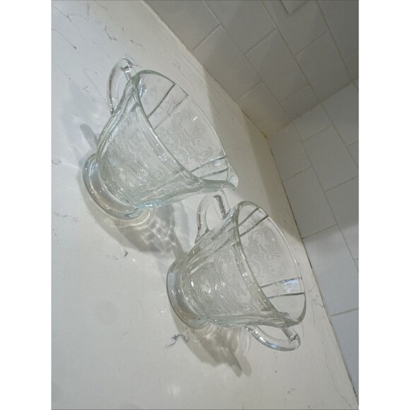 Madrid Clear Depression Glass Creamer & Sugar Federal Glass Company Vintage - Picture 11 of 15